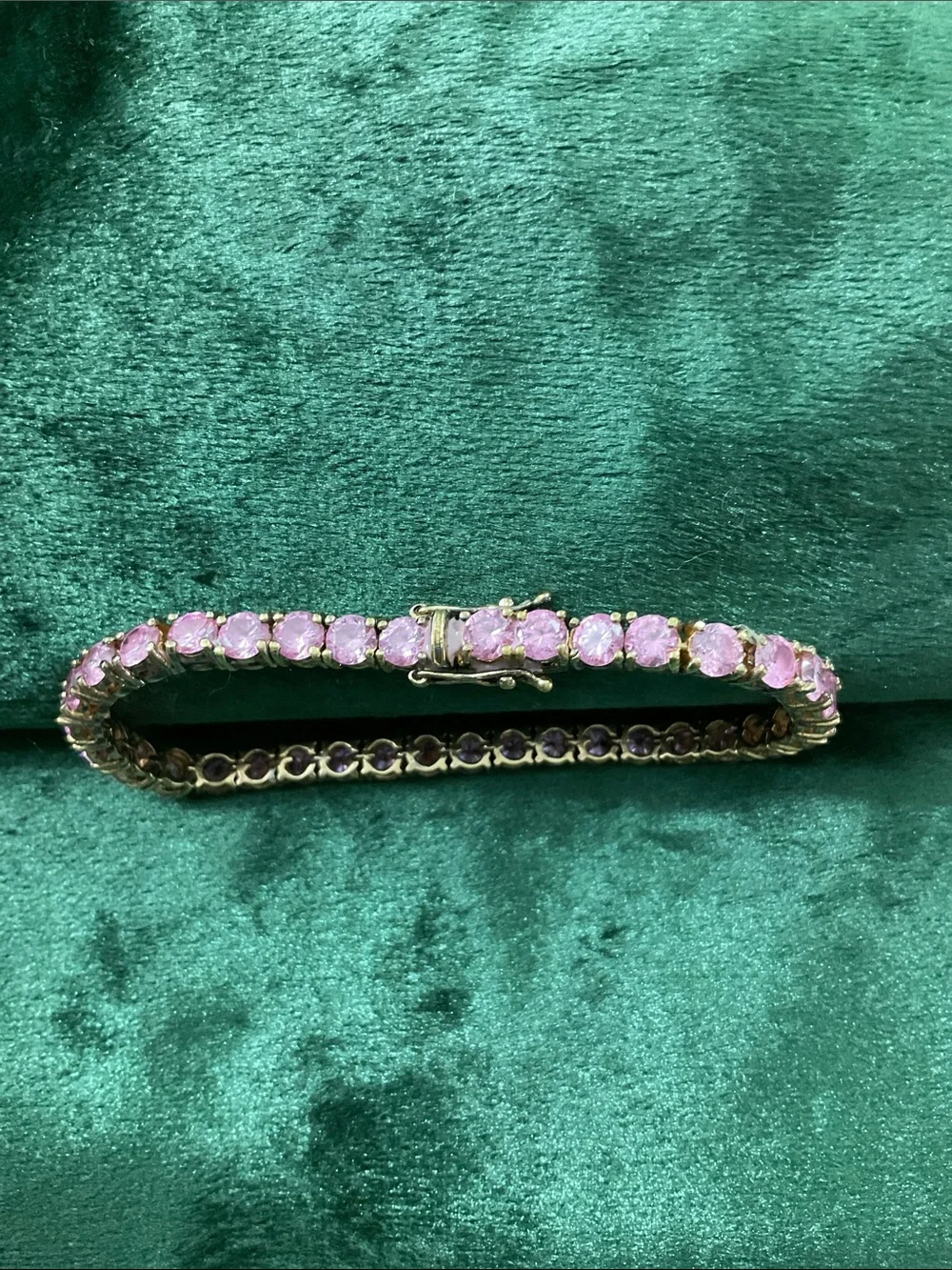 Cubic Zirconia Tennis Bracelet 7 1/2” Pink